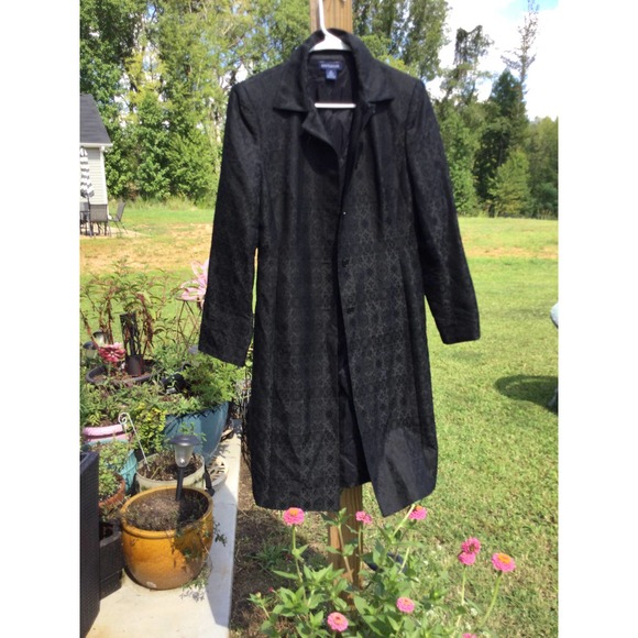 Ann Taylor Jackets & Blazers - Ann Taylor womens silk black blazer jacket size 6 jacquard goth witchy academia